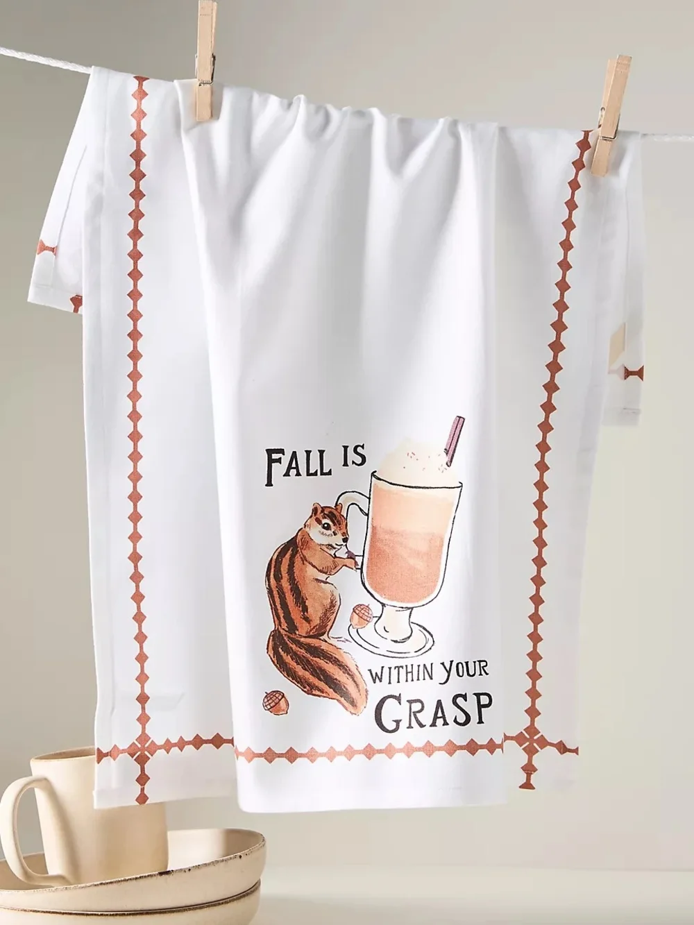 Anthropologie Fall Squirrel Dish Towel